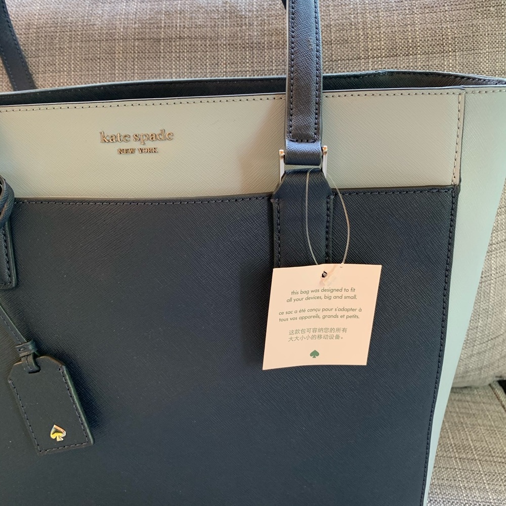 LAPTOP TOTE KATE SPADE CAMERON NCHTCP BLUE LEATHER - Picture 7 of 13